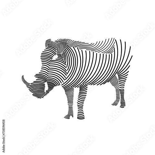 simple line art illustration of a wart hog 3