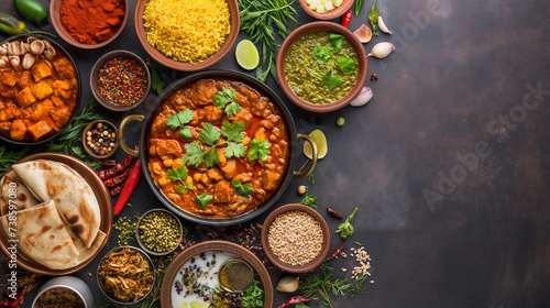 Assorted Indian delicacies beautifully arranged on a light wood background