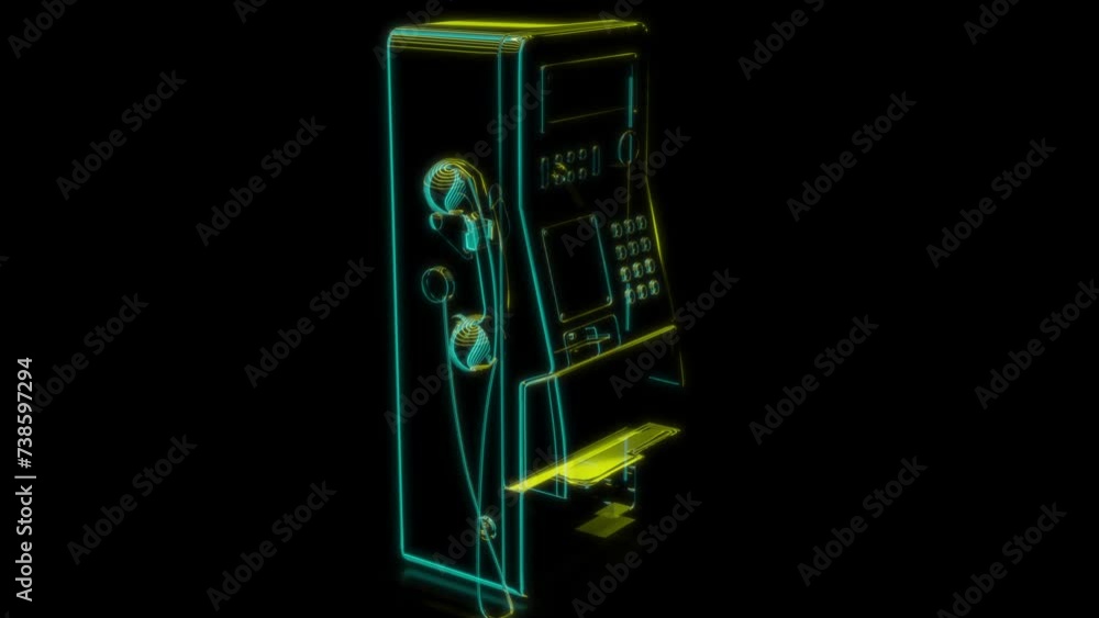Rendering 3D animation, VISUAL EFFECTS Korean Public Payphone Model on a black background Rendering 3D animation, VISUAL EFFECTS Korean Public Payphone Model on a black background