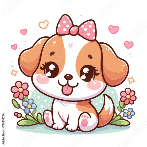 cute Dog cartoon vector on white background