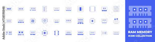 Ram memory icon collection. Duotone style line stroke and bold. Vector illustration. Containing ram, ram memory, memory, chip, processor, cpu, virtual reality, cooler. photo