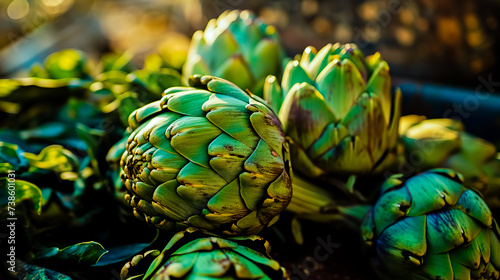 Green fresh artichoke - fresh artichokes an the market.