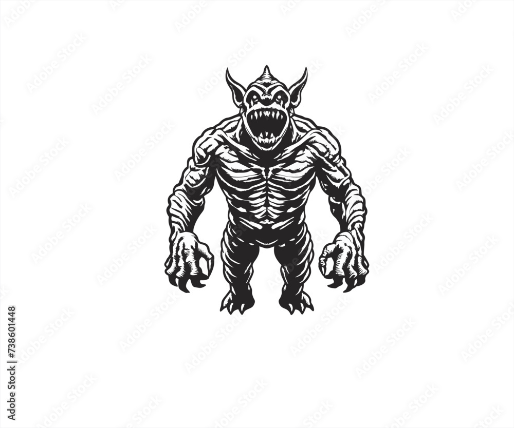 Fototapeta premium handrawn angry monster logo design template