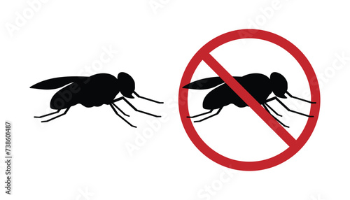 Housefly on a white background. Flies symbol in shadow form. House flies are household insects that carry a variety of nuisances and germs. Design for make stickers, banners and posters.