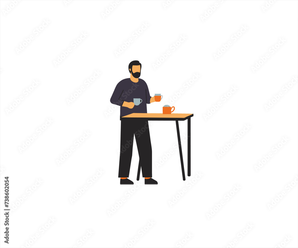 man breakfast cartoon flat design man breakfast cartoon flat design