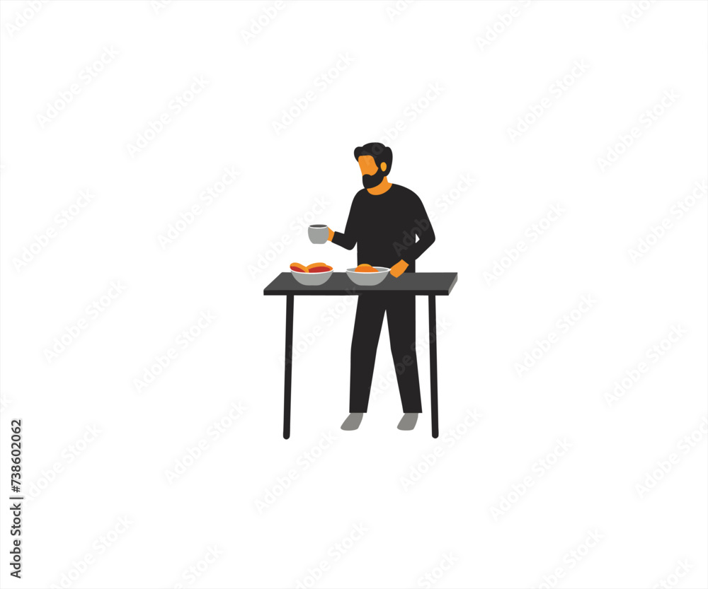 man breakfast cartoon flat design man breakfast cartoon flat design