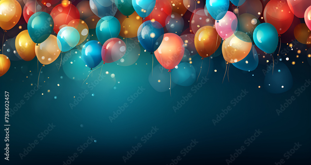 colorful balloons on the background of the sky balloon, party, birthday, celebration, decoration, holiday, balloons, color, ball, illustration, design, vector, fun, helium, sphere, yellow, sky, blue