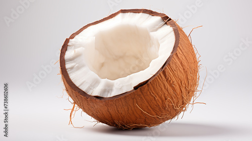 A photograph of a coconut on a pure white background.