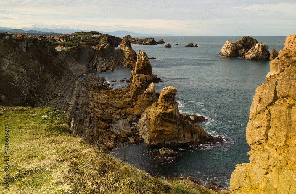 Coastal part of Cantabria in the north of Spain, eroded Costa Quebrada, ie the Broken Coast
