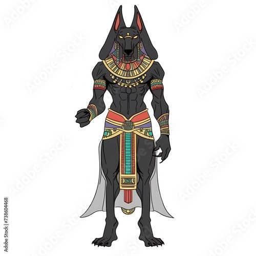 An illustration of Anubis with a black body