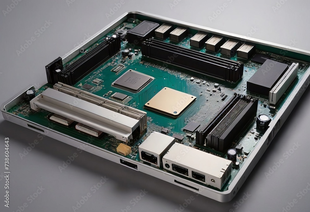 Modern CPU processor installed on a brand new motherboard, object detail, extreme closeup, nobody. Modern CPU processor installed on a brand new motherboard, object detail, extreme closeup, nobody.