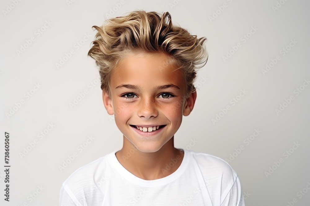Portrait of a cute little boy with blond hair, studio shot Portrait of a cute little boy with blond hair, studio shot