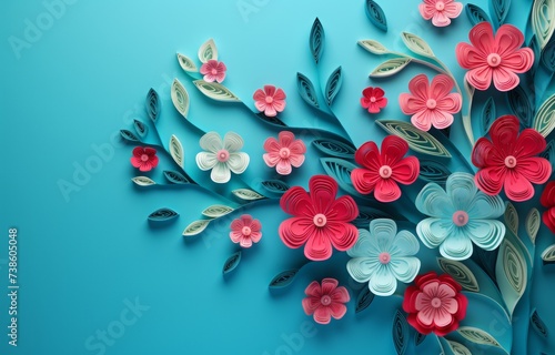 Wallpaper Mural greeting cards for spring with colorful flowers. spring greeting with spring flowers on blue background Torontodigital.ca