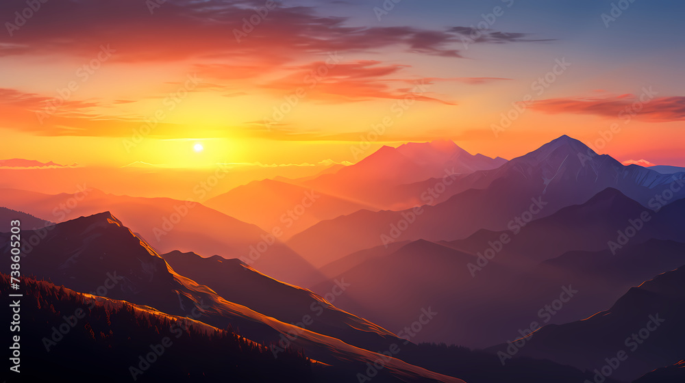 Obraz premium Magnificent sunrise at dawn