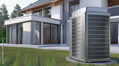 Air Conditioner Installed in Front of Residential House