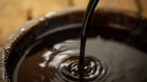 Close-Up of Flowing Dark Crude Oil