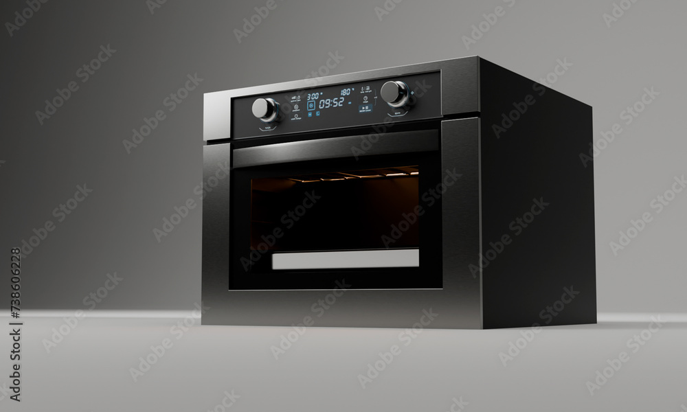 Fototapeta premium 3d stove oven isolated grey background