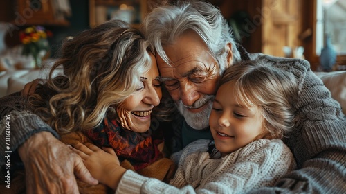 Joyful Multigenerational Family Embrace