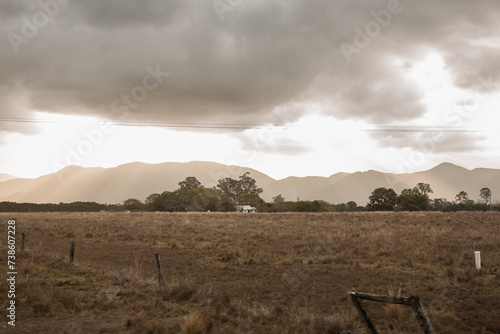 central Queensland farm near the Bruce Highway on a cloudy day photo