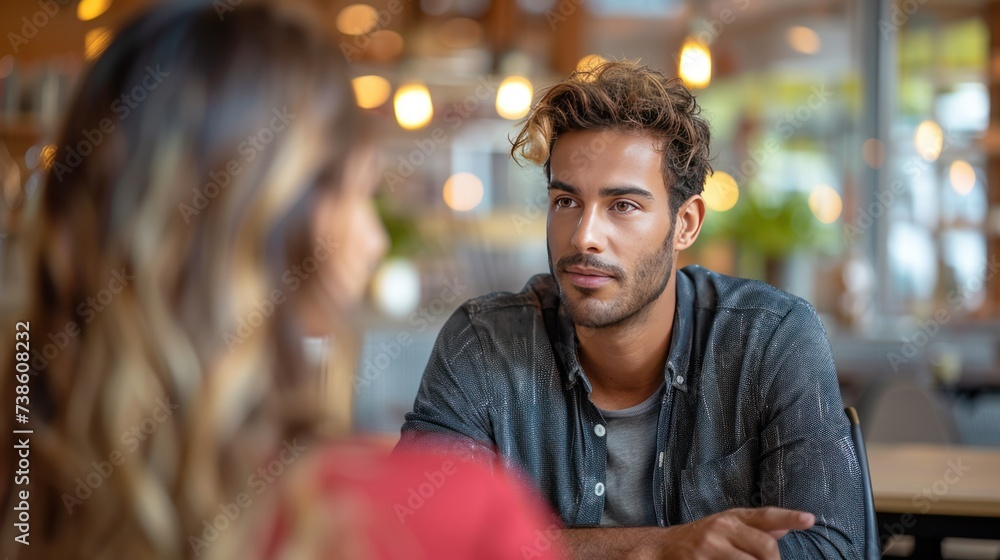 Fototapeta premium Attentive young man in conversation
