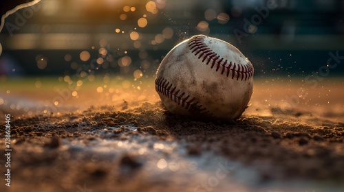 Close-Up Baseball Shot, Baseball on the field