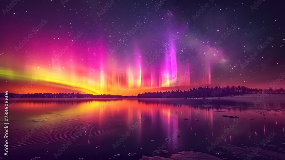 Enchanting aurora borealis dancing across a star-studded night sky