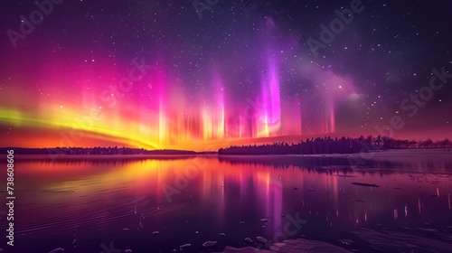 Enchanting aurora borealis dancing across a star-studded night sky
