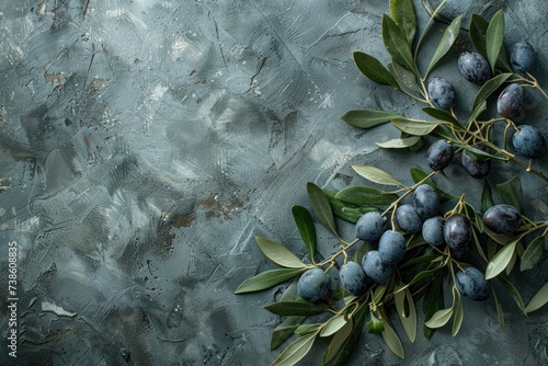 grey mud of crushed olives and leaves lying on a marble