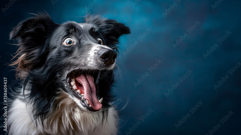 Funny dog on blue background
