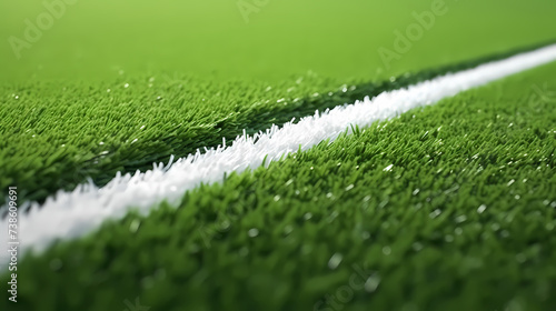 Green artificial grass with white corner lines