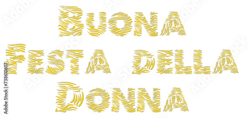 Festa della donna - women's day written in Italian, yellow color, vector graphics for posters, cards, postcards, invitations, banners, advertising, Yellow color