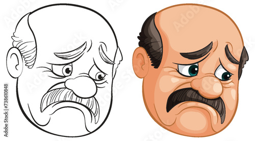 Two faces showing sadness and worry