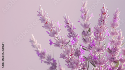 Close-Up of French Lavender in Bloom Against Soft Purple Background 