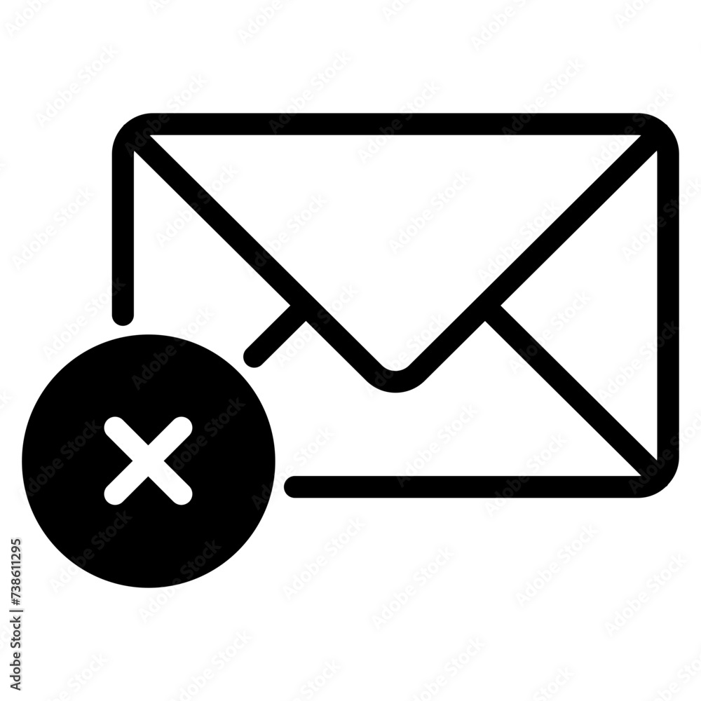 delete mail, envelope with cross icon delete mail, envelope with cross icon
