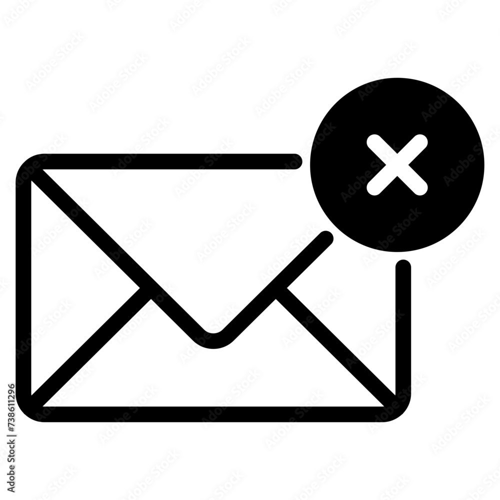 delete mail, envelope with cross icon delete mail, envelope with cross icon