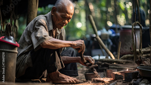 Old Malaysian traditional Carpenter in Malaysia