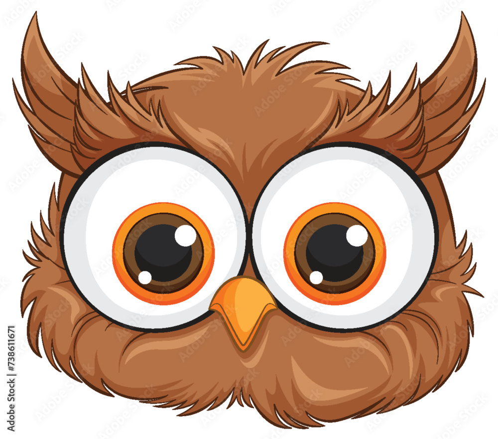 Adorable brown owl illustration with oversized eyes