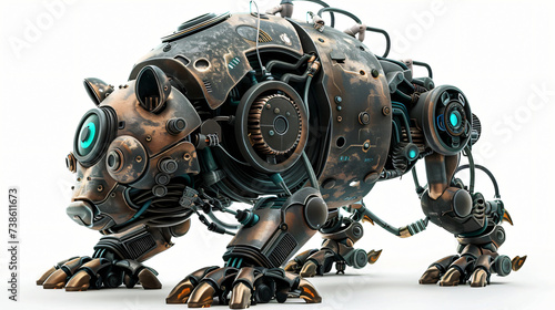 Generative AI illustration of adorable futuristic robots. © Daniel