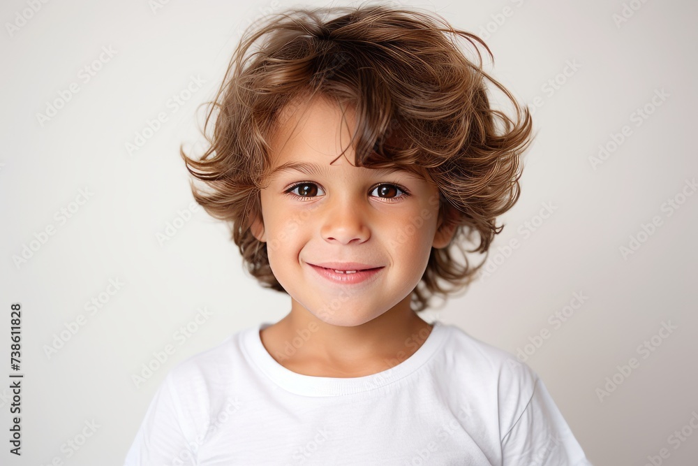 Portrait of a cute little boy with curly hair, isolated on white background Portrait of a cute little boy with curly hair, isolated on white background