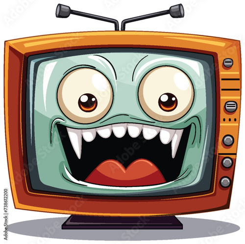 Cheerful animated TV with a big smile.