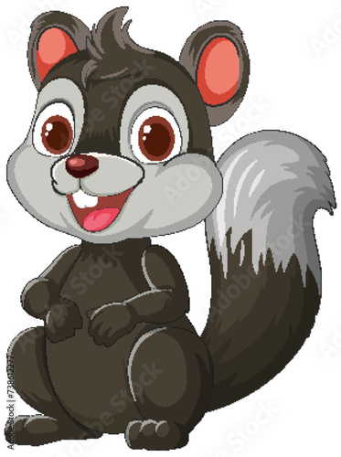Adorable vector squirrel with a fluffy tail