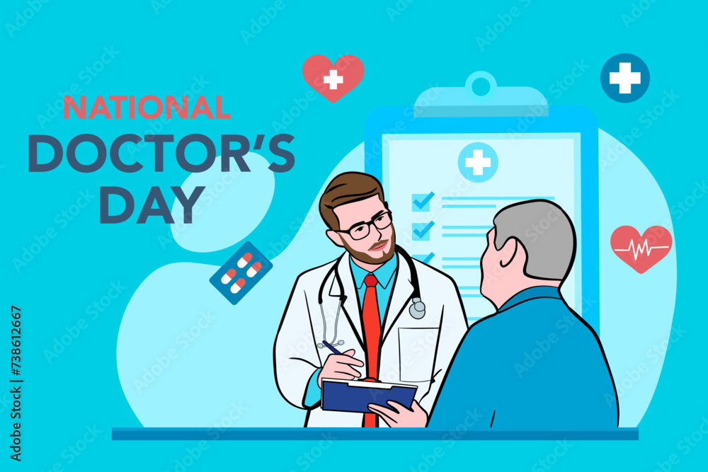 Vector banner of National Doctors Day. International holiday, congratulations. Vector banner of National Doctors Day. International holiday, congratulations.