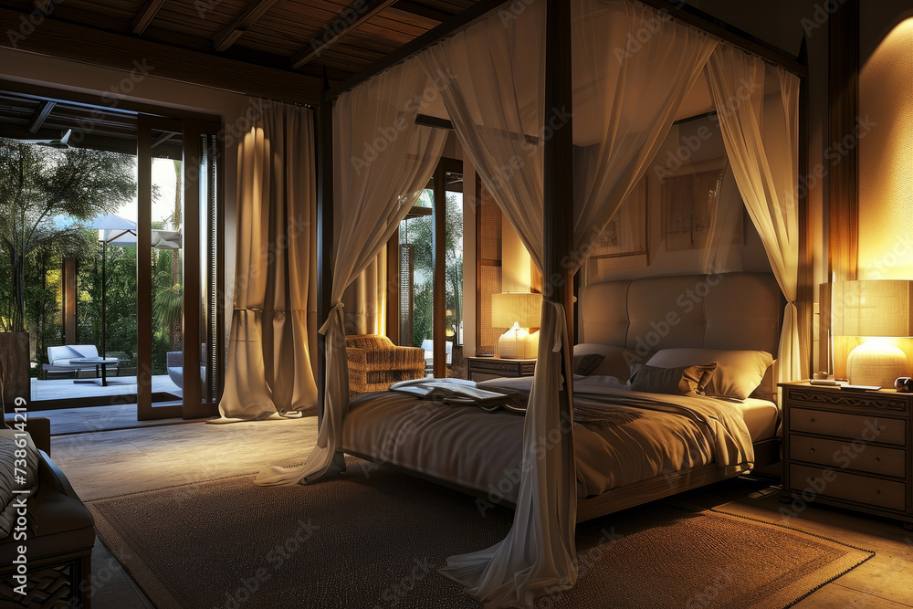 Bedroom With Canopy Bed and Two Lamps Bedroom With Canopy Bed and Two Lamps