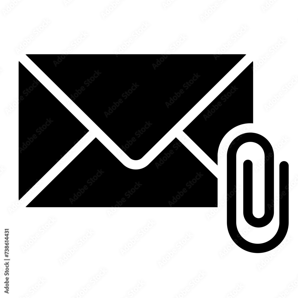Mail attachment line icon. Email with attached file vector Mail attachment line icon. Email with attached file vector