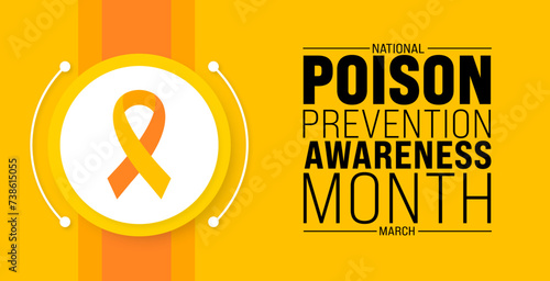 March is National Poison Prevention Awareness Month background template. Holiday concept. use to background, banner, placard, card, and poster design template with text inscription and standard color.
