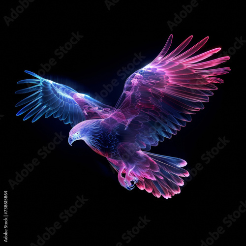 eagle neon isolated black background 8k, text "Eagle"