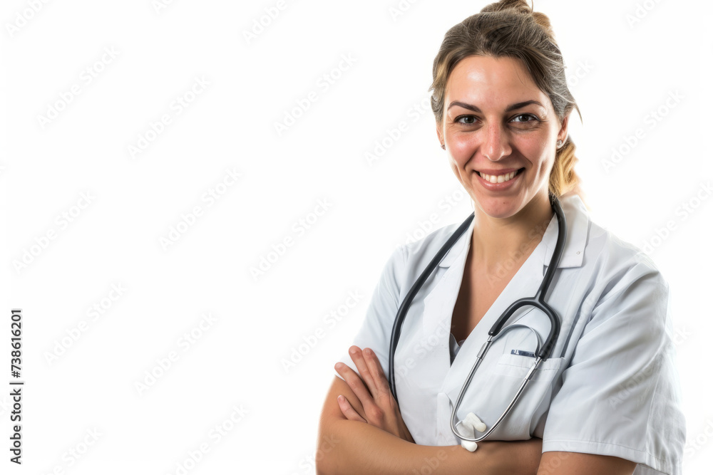 Fototapeta premium Woman Wearing White Coat and Stethoscope