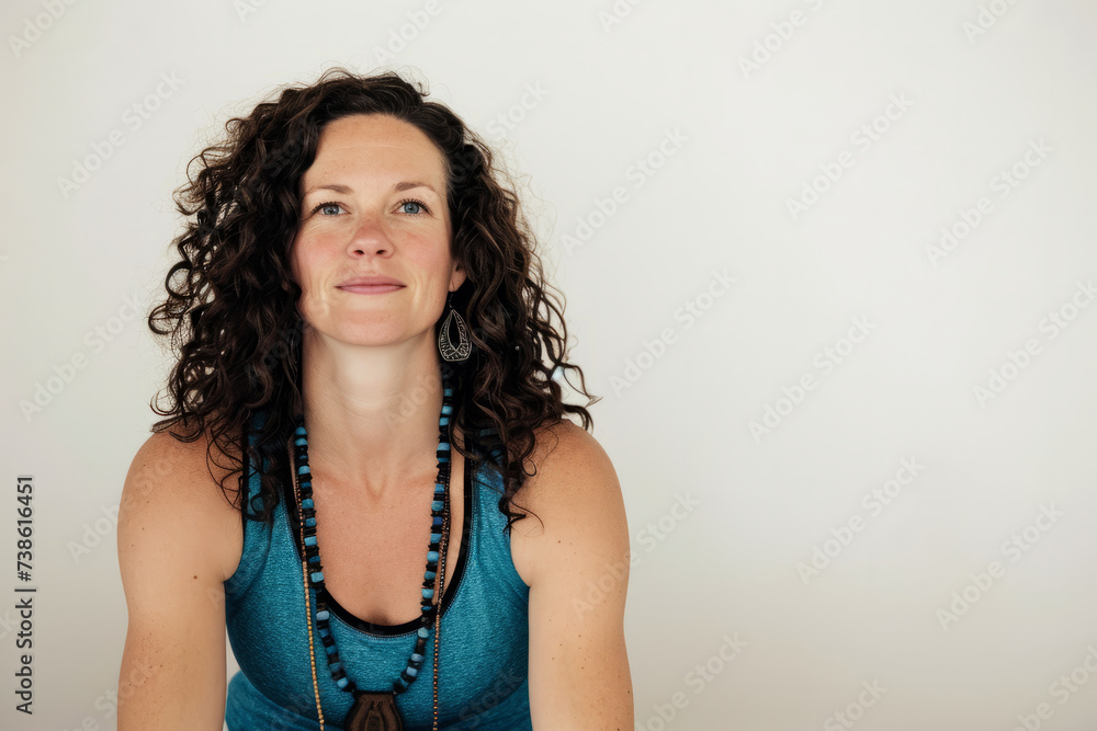 Woman in Blue Shirt Sitting Down Woman in Blue Shirt Sitting Down