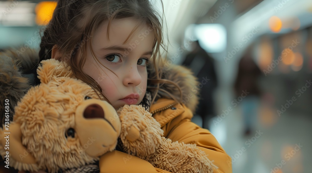 Portrait of a cute little girl with a teddy bear. Portrait of a cute little girl with a teddy bear.