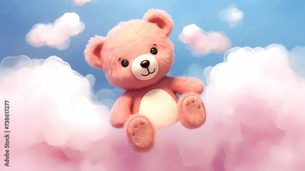 Toy teddy bear sitting on bokeh background Toy teddy bear sitting on bokeh background